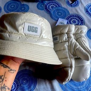 Puff yeah all weather mitten gloves and bucket Hat